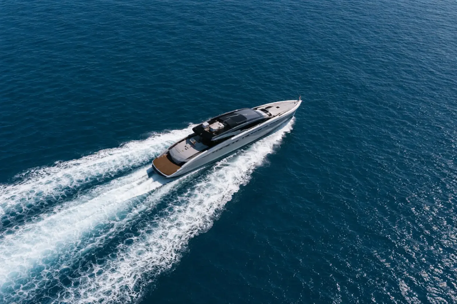 A superyacht underway on open water